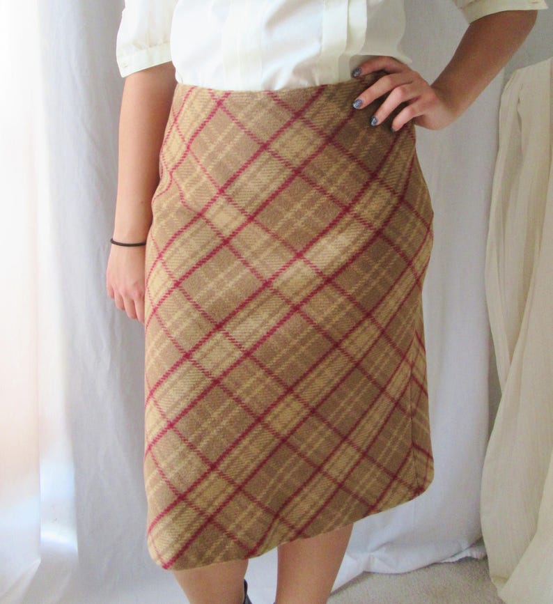 Pencil Skirt, Plaid Wool Blend, J Crew, Vintage 90s, High Waist, Preppy Prep School Girl Tartan, Size 4 image 3