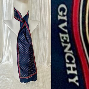 Long Silk Scarf, Givenchy Scarf, Signed Silk Scarf, Fringed Scarf, Vintage Designer Accessory