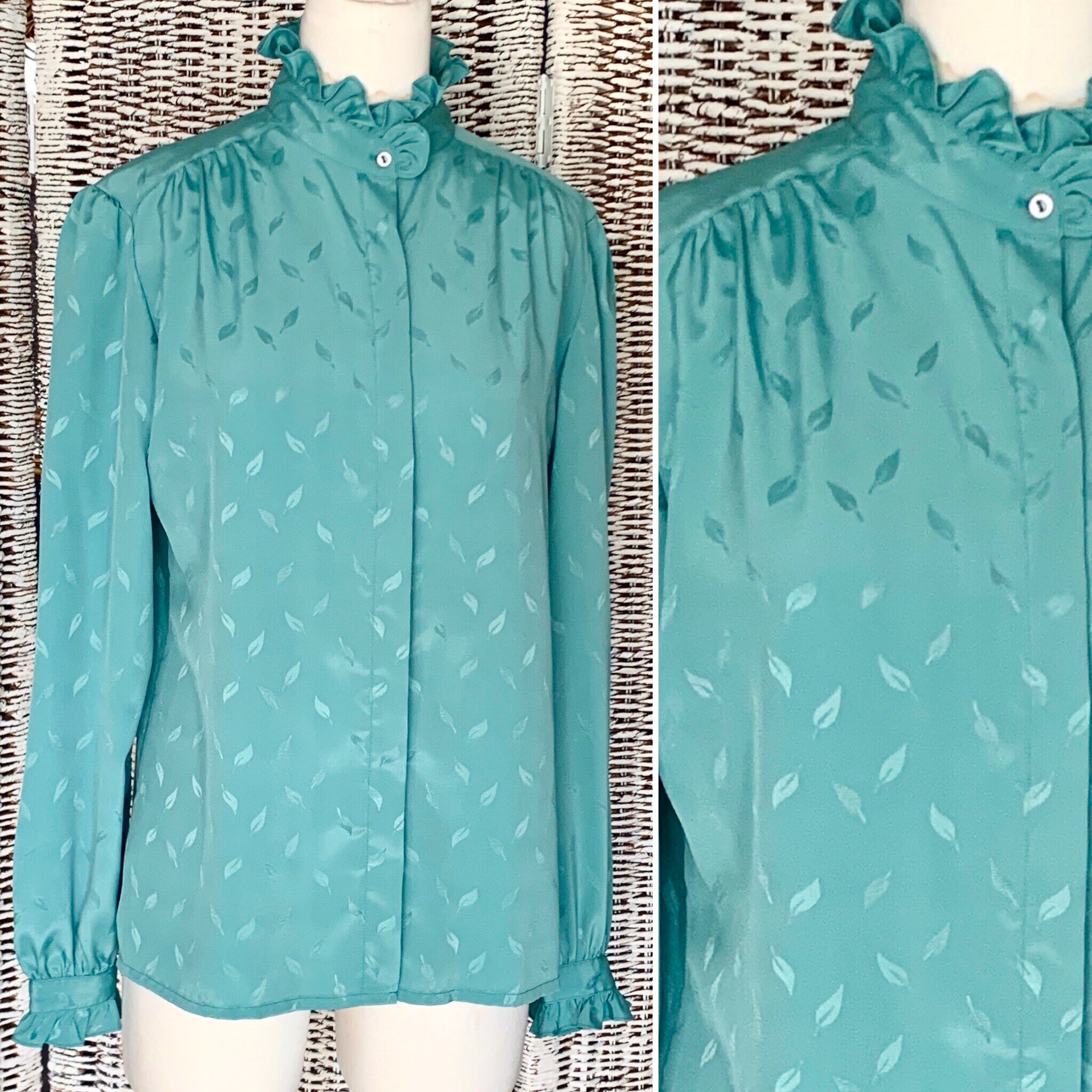 Vintage 70s Ruffle Blouse: Silky High Neck Polyester Top - Etsy