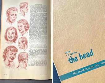 Art Book, How To The Head, Instructional Book, DIY Drawing, Vintage 1952 Copyright
