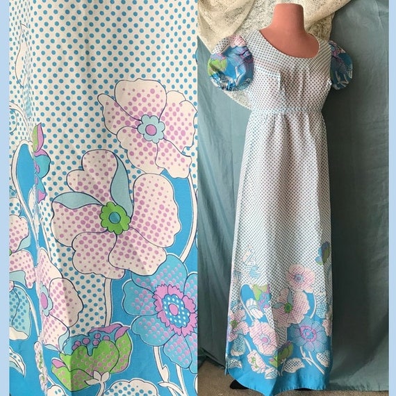 Flower Power Mod Maxi Dress, Dots, Full Length Em… - image 2