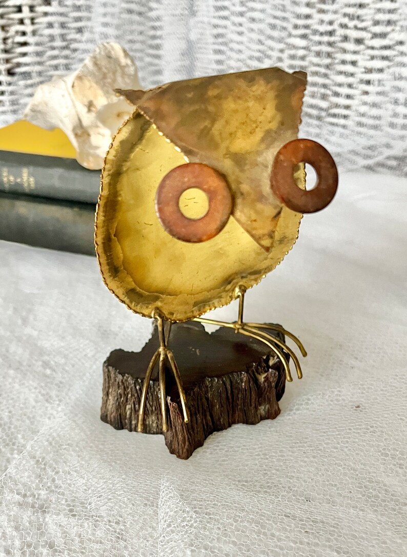 Brutalist Metal Art, Owl Sculpture, 70s Owl Art, Metal Owl Sculpture, Vintage Mid Century Home Decor Sculptural image 5