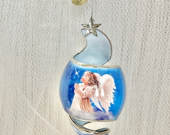 Porcelain Angel Ornament, Starlight Blessing, Bradford Collectible, Vintage 2001, Original Tags, NOS, Deadstock