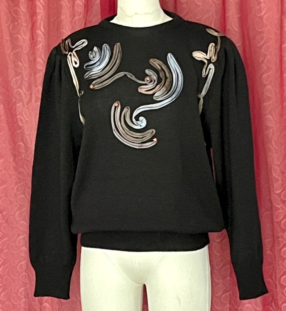 Soft Beaded Sweater, Soutache Ribbons, Pull Over … - image 2