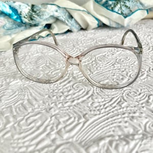Big Glasses Frames, Vintage 80s Nerd, Silvery Clear Lucite, Geek Chic, Vintage 70s 80s