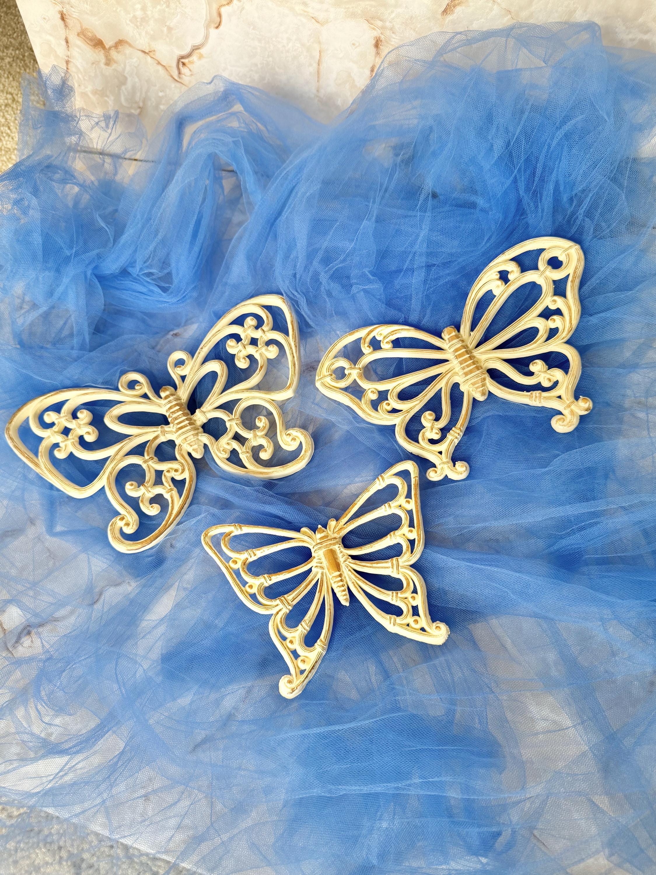 Vintage Faux Rattan Butterfly Wall Decor, Set of 3, 70s Boho Homco