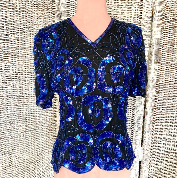 FABULOUS Sequin Top, Beaded, All Over Beads Sequi… - image 3