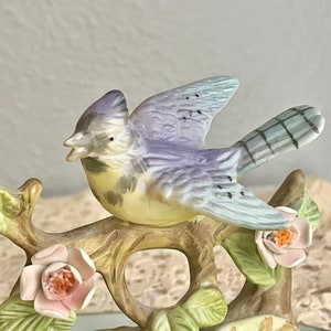 Blue Bird Porcelain Trinket Dish, Woodland Beauty, Ring Holder, Mid Century Vintage Decor, Dresser Top image 2