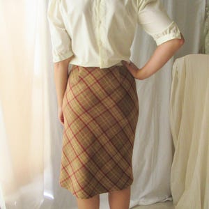 Pencil Skirt, Plaid Wool Blend, J Crew, Vintage 90s, High Waist, Preppy Prep School Girl Tartan, Size 4 image 2