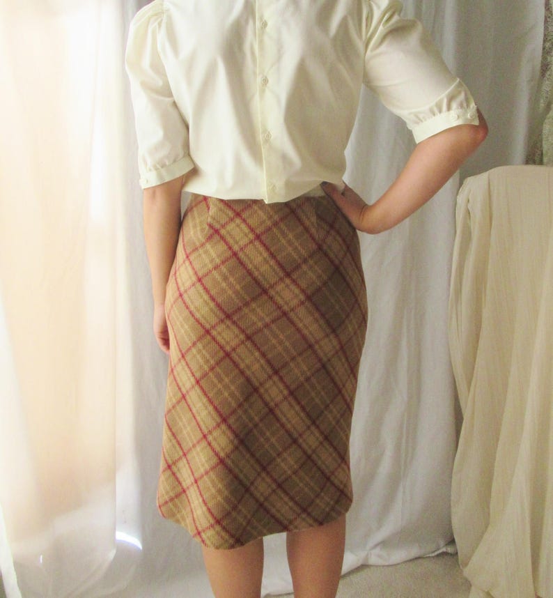 Pencil Skirt, Plaid Wool Blend, J Crew, Vintage 90s, High Waist, Preppy Prep School Girl Tartan, Size 4 image 2