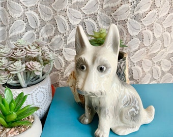 Vintage Ceramic Planter, Corgi, Dog, Hand Painted, Japan, Trinket Dish, Mid Century Decor 50s 60s