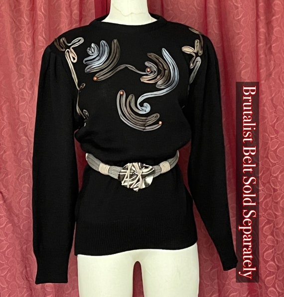 Soft Beaded Sweater, Soutache Ribbons, Pull Over … - image 4