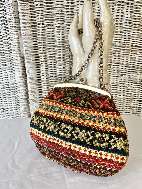 Carpet Bag Shoulder Bag Tapestry Purse Chain Strap Hippie Vegan Vintage 60s 70s Etsy Ireland