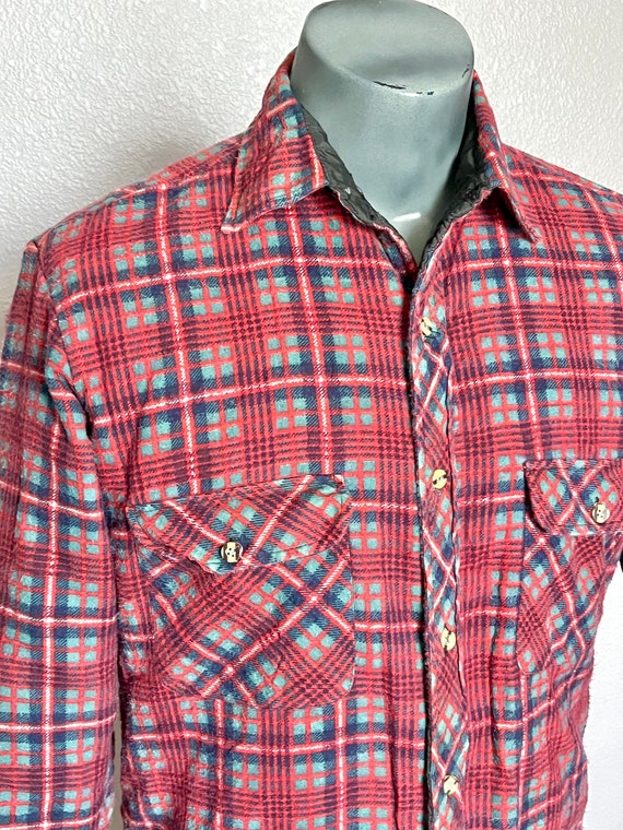 Vintage Plaid Flannel Shirt, Quilted Interior, War