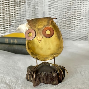 Brutalist Metal Art, Owl Sculpture, 70s Owl Art, Metal Owl Sculpture, Vintage Mid Century Home Decor Sculptural image 7