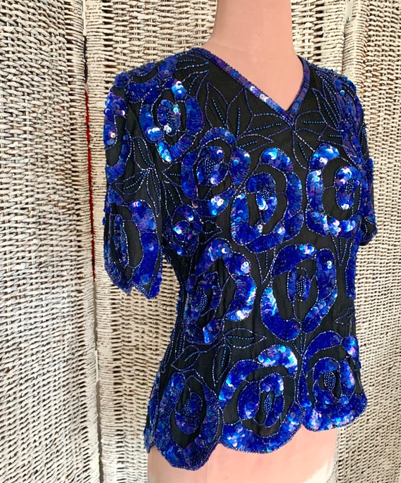 FABULOUS Sequin Top, Beaded, All Over Beads Sequi… - image 6