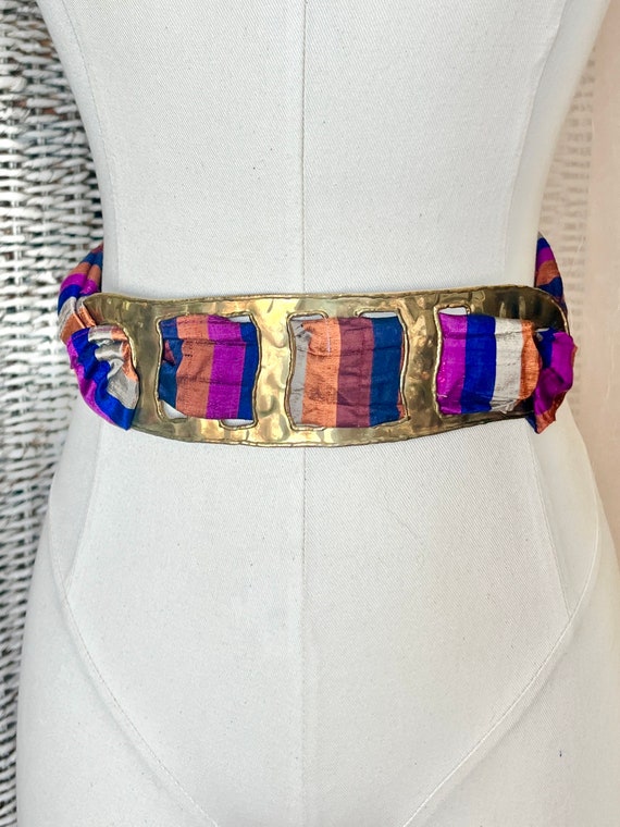 FABULOUS Statement Belt, Brutalist Metal Art, Silk