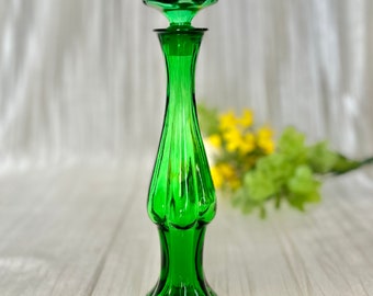 Green Glass Bottle, Genie Bottle, Collectible Glass, Avon, Vintage Glass, Mid Century Decor