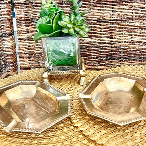 Vintage Brass Ashtrays, Large Size, Set 2, Mid Century Home Decor, Matching