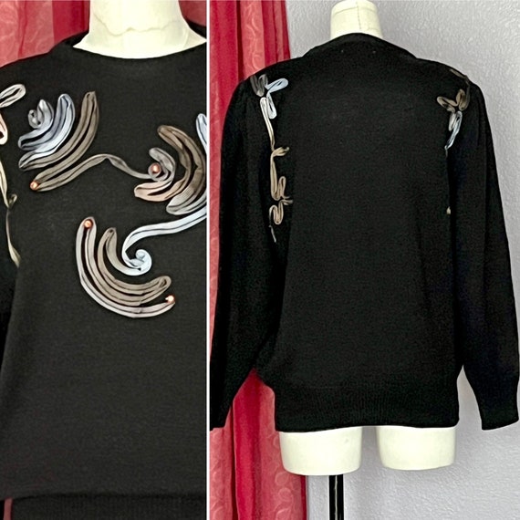 Soft Beaded Sweater, Soutache Ribbons, Pull Over … - image 3