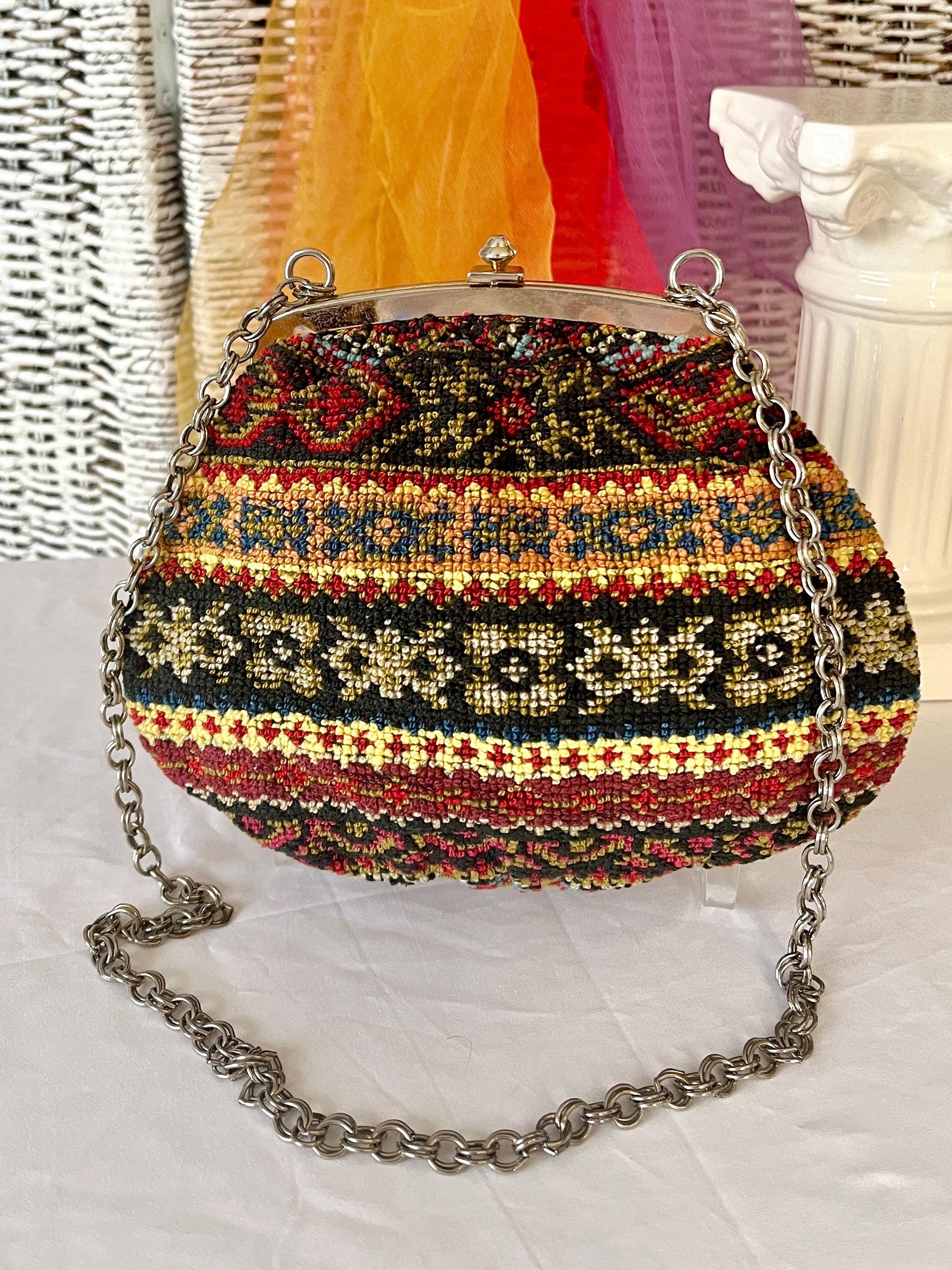 【EEUN】Carpen Bag Carpet Bag, Shoulder Bag, Tapestry Purse, Chain Strap