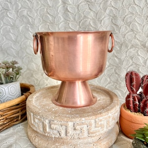 Vintage Copper Planter, Pedestal Urn, Country Home Decor image 1