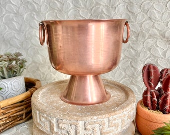Vintage Copper Planter, Pedestal Urn, Country Home Decor