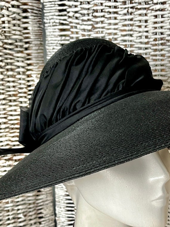 Wide Brim Hat, Shirred Ribbon Trim, Lightweight R… - image 2