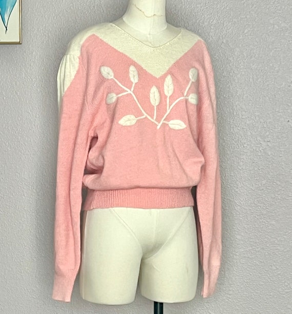 Pink Soft Sweater, Embroidered Pull Over Top, Fuz… - image 5