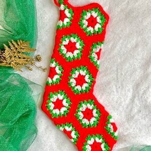 Christmas stocking made with granny squares