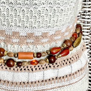 Wood Beads Chain Belt, Links, Layered, Tiers, Adjustable Fit, 90s 00s Vintage image 2