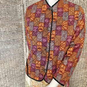Quilted Jacket, Blazer, Geometric, Metal Buttons, Vintage 90s image 6