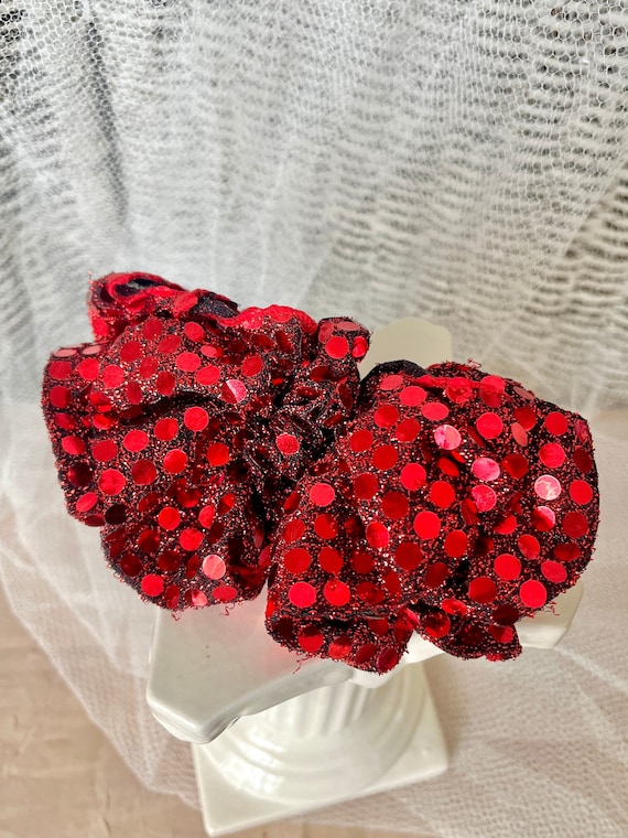 Sequin Hair Bow, Sparkly, Large Size, Vintage 80s 