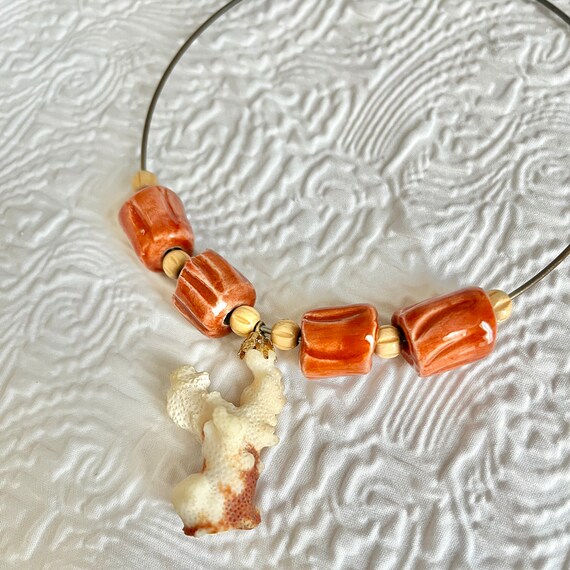 Natural Coral Sea Shell Necklace, Statement Jewel… - image 7