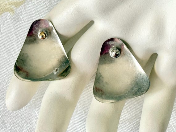 Enamel Statement Earrings, Geometric Shape, Abstr… - image 4