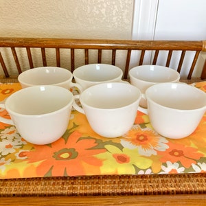 Vintage Coffee Cups, White Pyrex Corning, Tea, Mid Century, Set 6 image 4