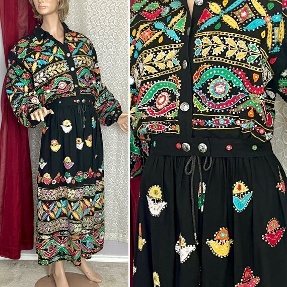 Mirror Sequins Embroidered 2 Pc Outfit, Jacket/Sk… - image 2