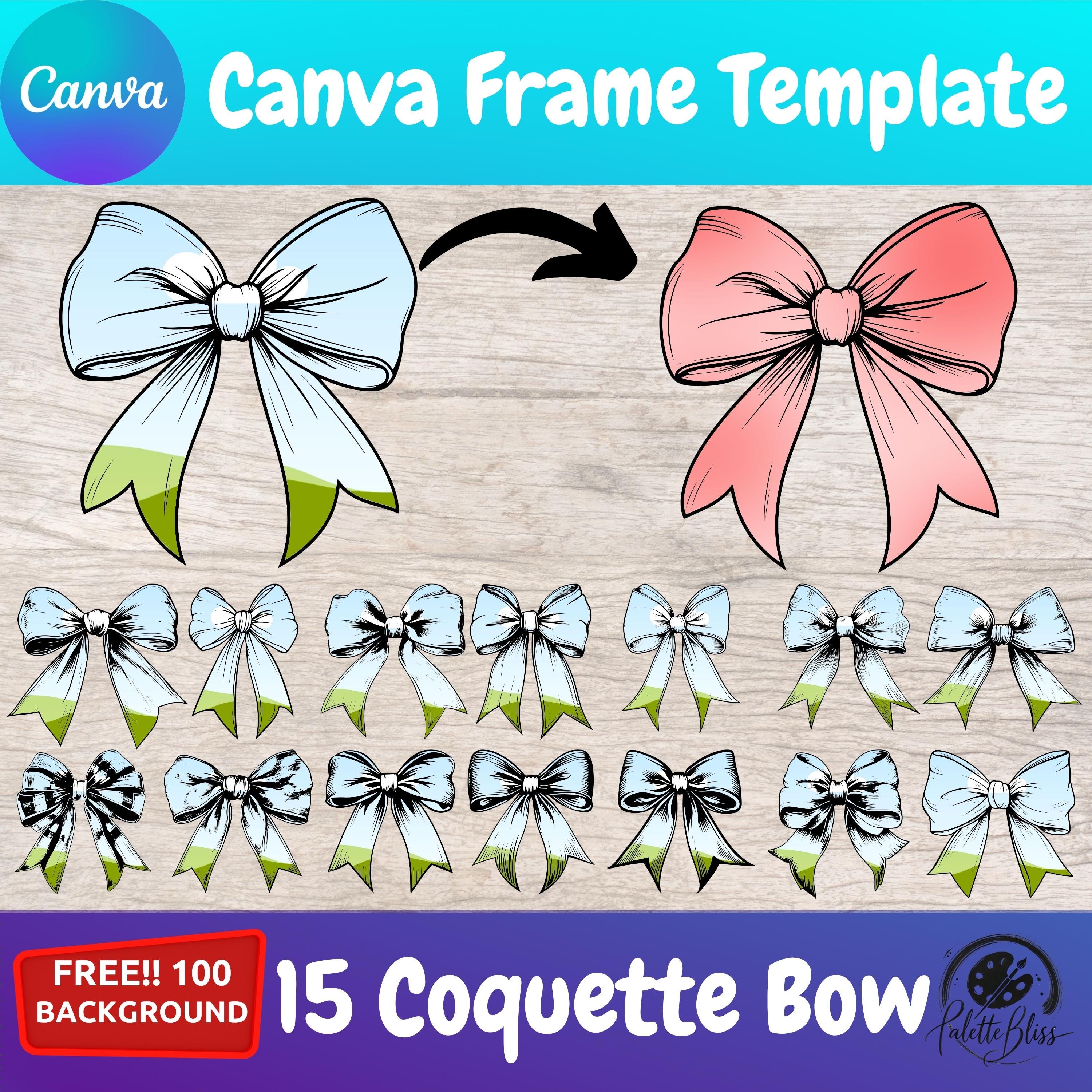 Bow Canva Frame Coquette Bows Trendy Ribbon Template Girly Aesthetic ...