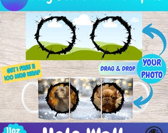 Canva Rahmen Becher Wrap Vorlage für 11 Unzen 15 Unzen Loch Wandbecher Sublimationsdesign Digitale Becherrahmen Bearbeitbares Mockup für Print on Demand