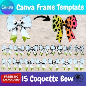 Coquette Bow Canva  Frame Template Ribbon Design DIY Girly Photo Editable for POD Drag and Drop Easy Edit Custom Hair Bows Aesthetic