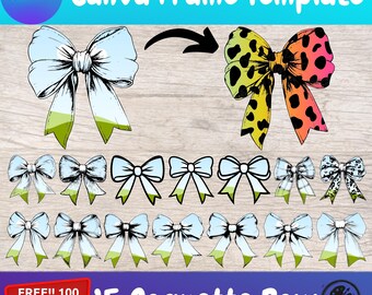 Coquette Bow Canva  Frame Template Ribbon Design DIY Girly Photo Editable for POD Drag and Drop Easy Edit Custom Hair Bows Aesthetic