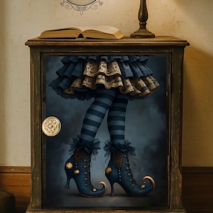 DENIM LEGS POSHPAPERSAU Premium Decoupage Paper  for furniture and crafting, boho, shabby chic. Vintage, floral, beejou, witch