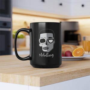 Skull Mug, Gothic Coffee Cup, Dark Kitchen Decor, Dad Gift, Grim Reaper Tea Mug, Creepy Office Gift, Macabre Drinkware