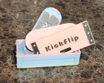 Hibiscus Pink and Blue  Kickflip Fidget