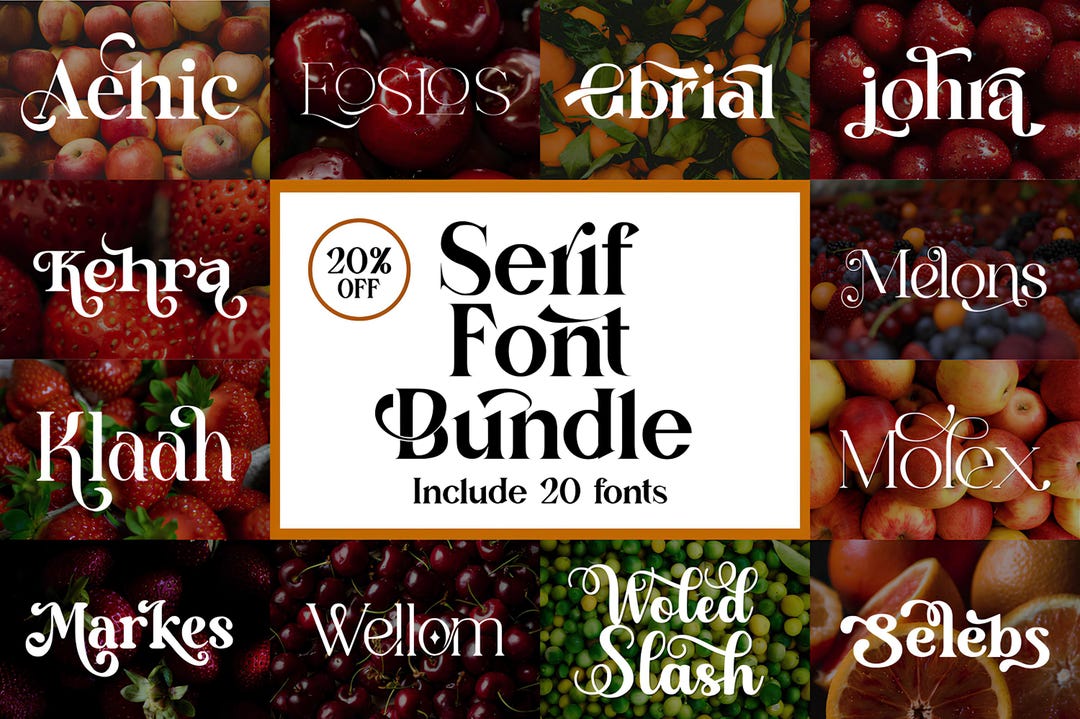 Modern Font Bundle: 20 Serif Fonts for Logo & Crafting - Etsy