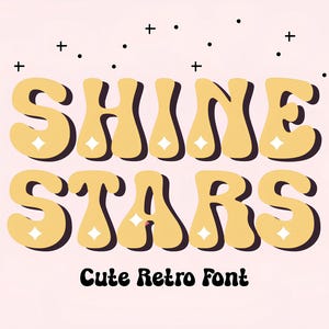 SHINE-STARS Retro Font - Groovy Font, Modern Font, Hippie Font, Cricut Fonts, Procreate Fonts, Fonts for Cricut, Bubbly Font, Bubble Font