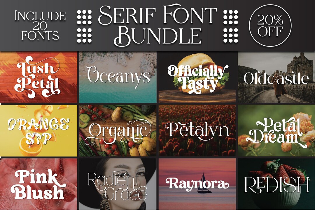 Graphics Font Pack Elegant Serif and Sans Serif Bundle - Font Bundle, Retro Font, Cricut ...