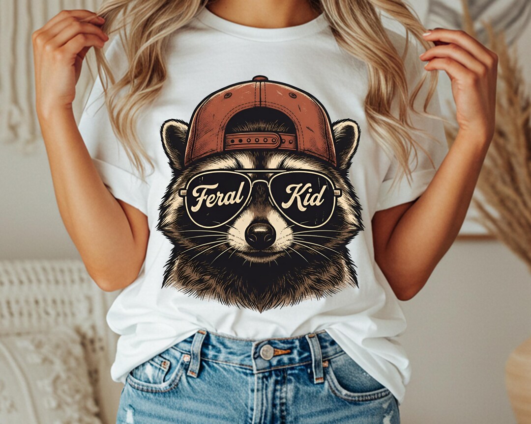 Kid Crew Raccon Feral Kid Raccoon PNG, Cool Retro Raccoon Wearing Cap PNG, Funny Wild ...