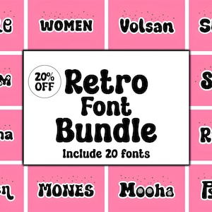 Retro Fonts Bundle, Groovy Fonts Bundle, Hippie Font, Bubbly Fonts, Vintage Fonts, Bubble Font, Cute font, 70s Font, Cricut Font, Canva Font