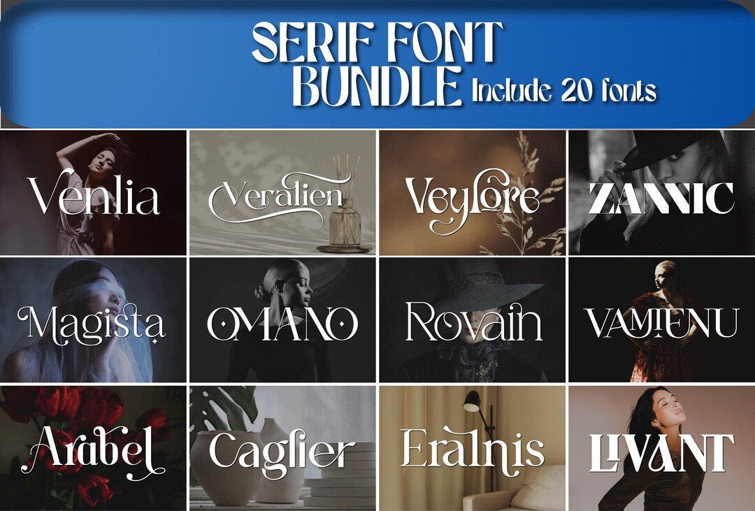 20 Modern Elegant Fonts: Luxury Branding Font Bundle (OTF, TTF, Canva ...